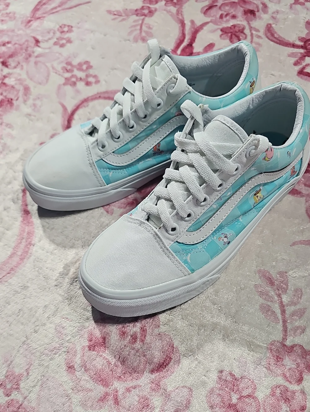 Vans Old Skool SpongeBob SquarePants Light Blue White Sneakers Mens 6 Womens 7.5